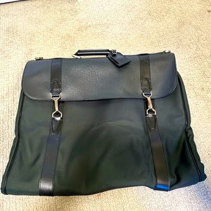 Authentic Vintage Louis Vuitton Garment Bag, Black Leather and Green Canvas